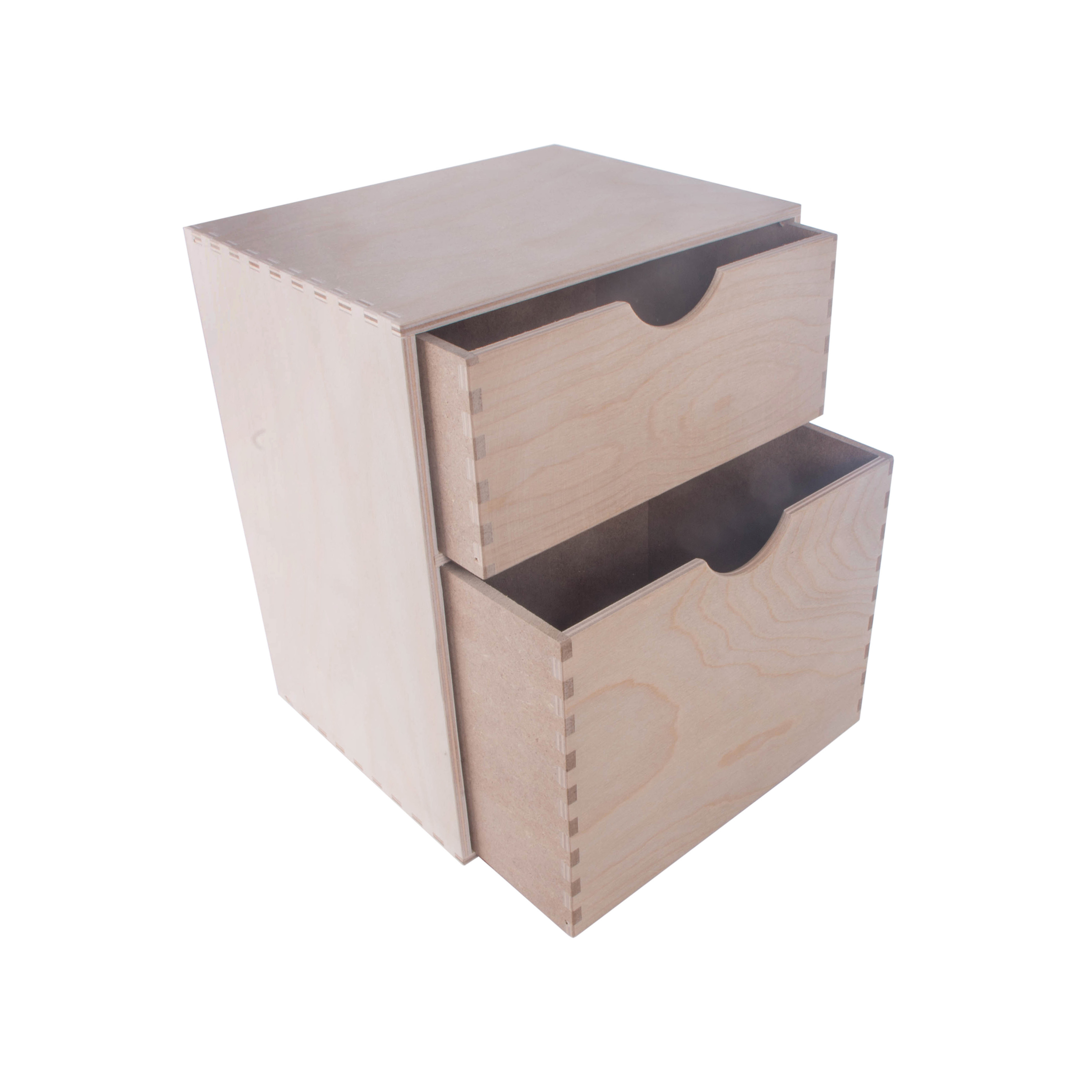 Small Wooden Storage Box Bin / 2 Drawer Unit / Desktop Organiser
